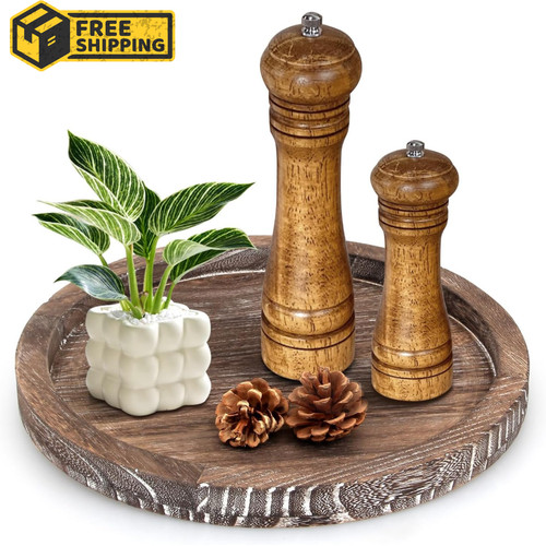 Wood tray round decorative - tray,